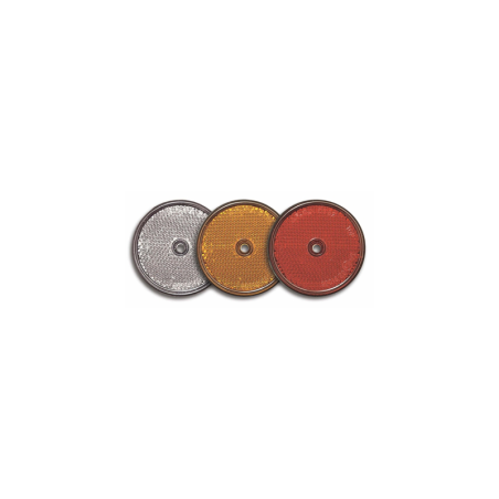 CATADIOPTRE ROND ADHESIF ROUGE/ORANGE/BLANC + TROU DE FIXATION DIAMETRE 60MM