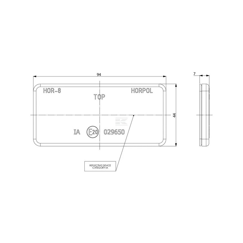 CATADIOPTRE ADHESIF RECTANGLE ORANGE 94X44MM PAR 10