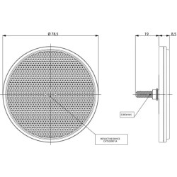 CATADIOPTRE ROND ROUGE TIGE FILETÉE DIAMETRE 78MM DIAMETRE TROU 5MM PAR 10