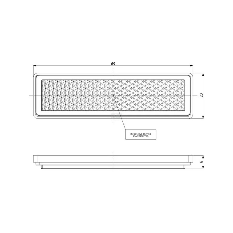 CATADIOPTRE ADHESIF RECTANGLE ORANGE 69X20MM PAR 10