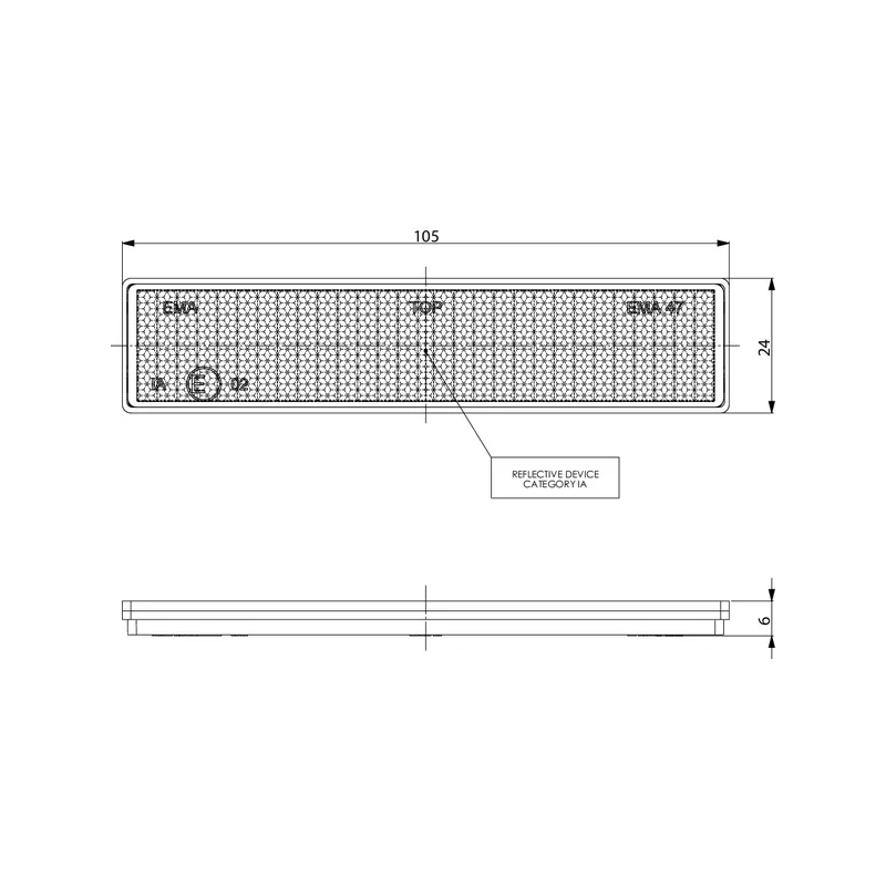 CATADIOPTRE ADHESIF RECTANGLE ORANGE 105X24MM PAR 10