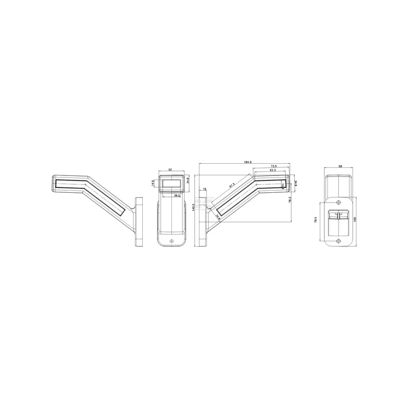 FEU DE GABARIT LATÉRAL AVANT/ARRIERE DROIT LED 12/24V 58X184.9X145.5MM