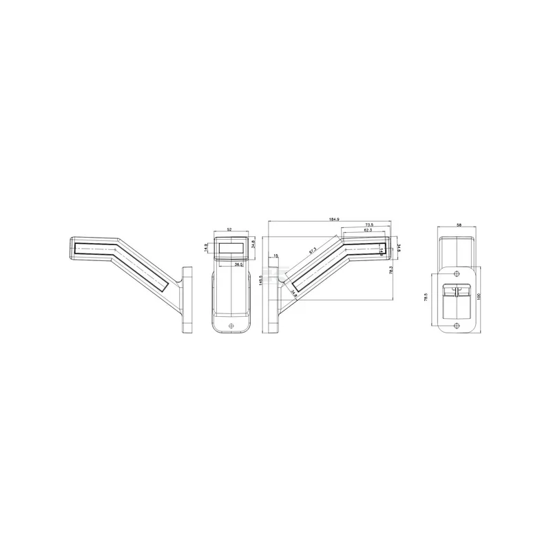 FEU DE GABARIT LATÉRAL AVANT/ARRIERE GAUCHE LED 12/24V 58X184.9X145.5MM