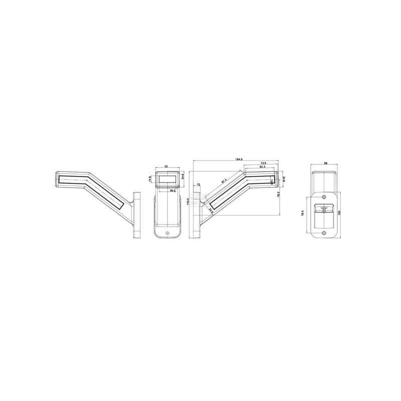 FEU DE GABARIT LATÉRAL AVANT/ARRIERE GAUCHE LED INDICATEUR DE DIRECTION DYNAMIQUE 12/24V 58X184.9X145.5MM