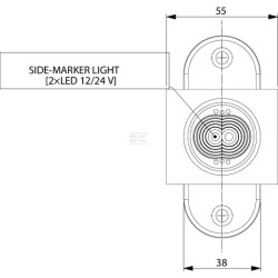 FEU DE GABARIT LED 0.7/1.4W 12/24V BLANC/ORANGE/ROUGE 100X55X64MM 3 LED