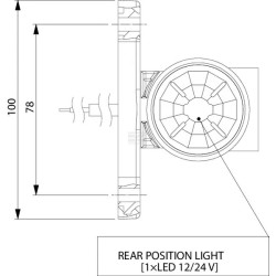 FEU DE GABARIT LED 0.7/1.4W 12/24V BLANC/ORANGE/ROUGE 100X55X64MM 3 LED