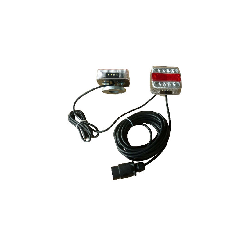 KIT SIGNALISATION 2 FEUX LED ROUGE/BLANC 12V 12M MAGNETIQUES