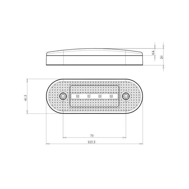 FEU DE POSITION LATERAL LED ORANGE RECTANGULAIRE 12/24V 115.3X41.3X20MM