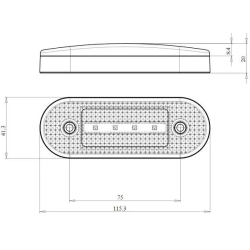 FEU DE POSITION LATERAL LED BLANC RECTANGULAIRE 12/24V 115.3X41.3X20MM