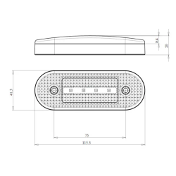 FEU DE POSITION LATERAL LED ROUGE RECTANGULAIRE 12/24V 115.3X41.3X20MM