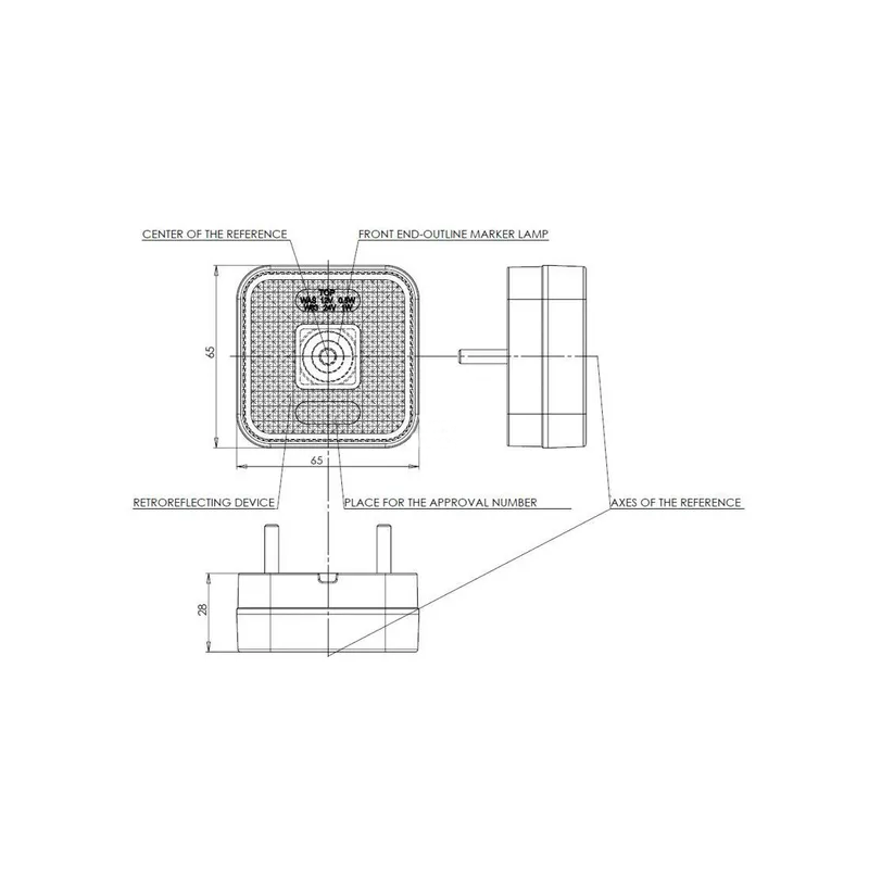 FEU DE GABARIT LED ROUGE CARRE 12/24V 65X65X28MM