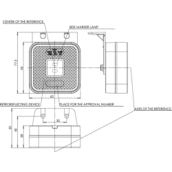 FEU DE GABARIT LED ORANGE CARRE 12/24V 65X65X28MM