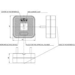 FEU DE GABARIT LED ORANGE CARRE POSITION DE FIXATION UNIVERSEL 12/24V 65X65X28MM