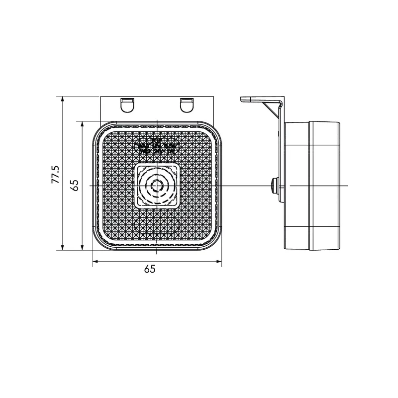 FEU DE GABARIT LED ROUGE CARRE 12/24V 65X65X28MM