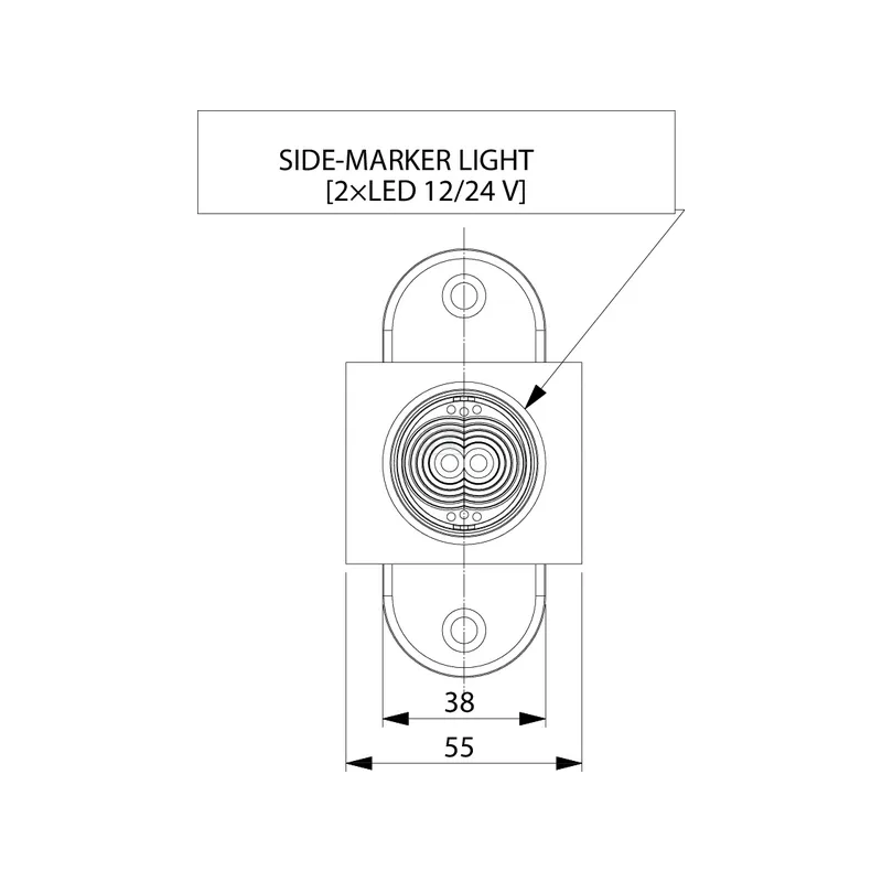 FEU DE GABARIT 3 LED GAUCHE ET DROITE 0.7/1.4W 12/24V BLANC/ORANGE/ROUGE 100X55X118MM