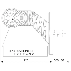 FEU DE GABARIT 3 LED GAUCHE 0.7/1.4W 12/24V BLANC/ORANGE/ROUGE 110X55X125MM