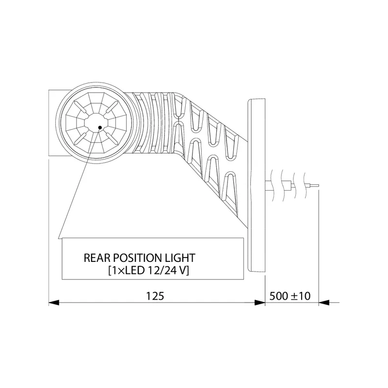 FEU DE GABARIT 3 LED GAUCHE 0.7/1.4W 12/24V BLANC/ORANGE/ROUGE 110X55X125MM