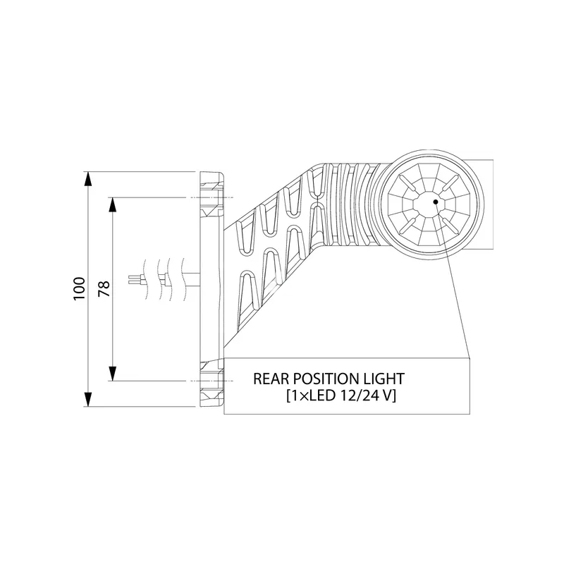 FEU DE GABARIT 3 LED DROITE 0.7/1.4W 12/24V BLANC/ORANGE/ROUGE 110X55X125MM