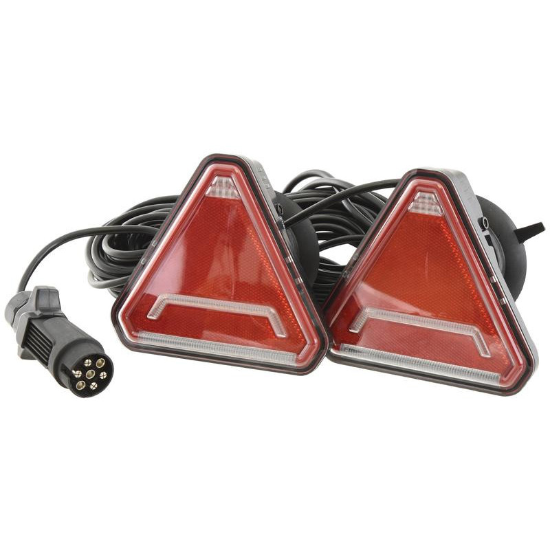 KIT SIGNALISATION 2 FEUX LED TRIANGULAIRES 12V 14M MAGNETIQUES