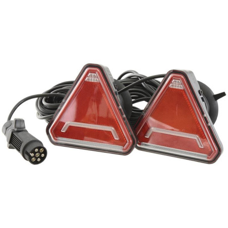 KIT SIGNALISATION 2 FEUX LED TRIANGULAIRES 12V 14M MAGNETIQUES