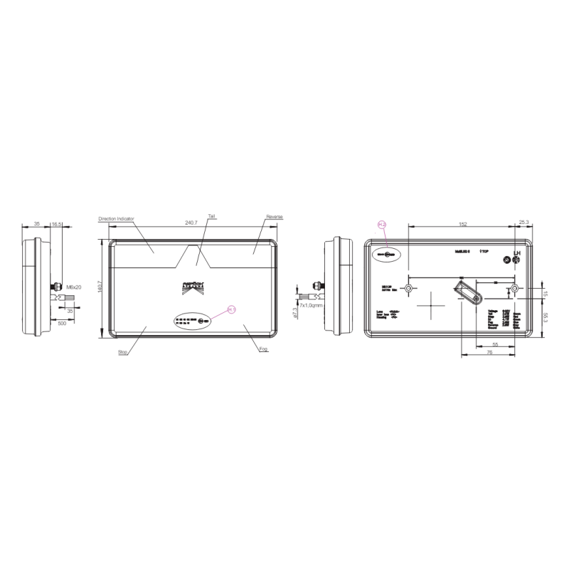 FEU ARRIERE 5 FONCTIONS MULTILED II 12/24 POUR SCHMITZ