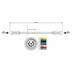 CABLE DE LIAISON MALE-MALE 8 PIN 0,1M