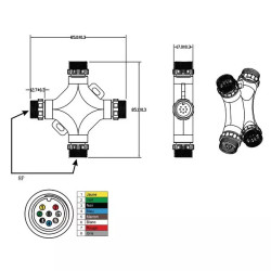 DEMULTIPLICATEUR EN CROIX 4 CONNEXIONS RAPIDES MALES 8 PIN