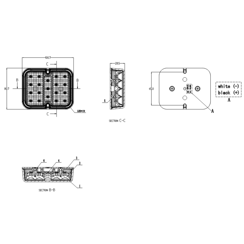 FEU ARRIERE DE RECUL LED 12/24V