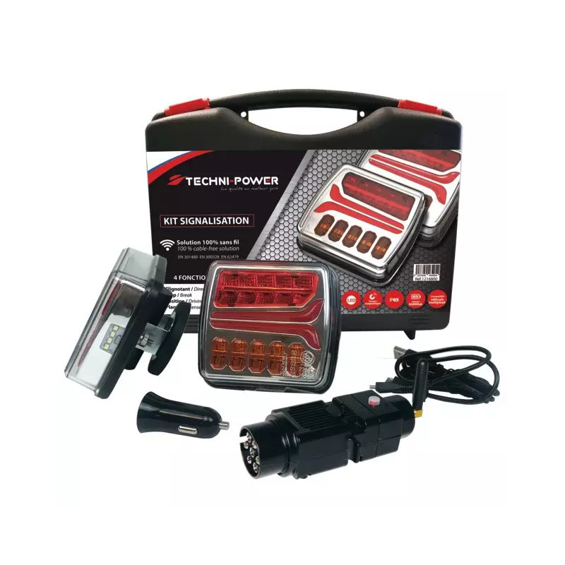 KIT SIGNALISATION ARRIERE MAGNETIQUE LED SANS FIL TECHNI-POWER