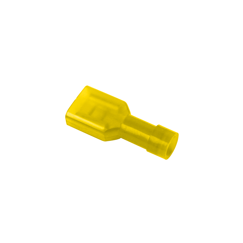 10 COSSES ELECTRIQUES PLATES FEMELLES ISOLEES JAUNE 6.3MM