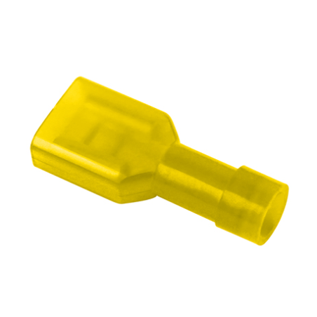 10 COSSES ELECTRIQUES PLATES FEMELLES ISOLEES JAUNE 6.3MM