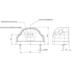 ECLAIRAGE DE PLAQUE LED 12/24V 101X58.5X59.5MM ENTRAXE DES TROUS 70MM M4