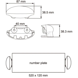 ECLAIRAGE DE PLAQUE 3 LED 12/24V 87X39X38MM