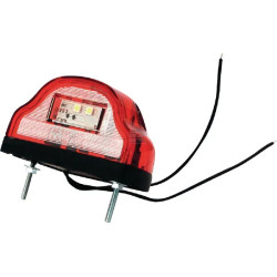 ÉCLAIRAGE DE PLAQUE LED ROUGE 12/24V 101X58.5X59.6MM ENTRAXE DES TROUS 70MM