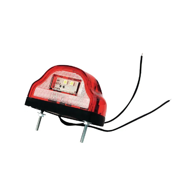 ÉCLAIRAGE DE PLAQUE LED ROUGE 12/24V 101X58.5X59.6MM ENTRAXE DES TROUS 70MM