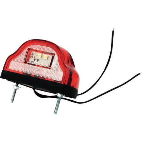 ÉCLAIRAGE DE PLAQUE LED ROUGE 12/24V 101X58.5X59.6MM ENTRAXE DES TROUS 70MM