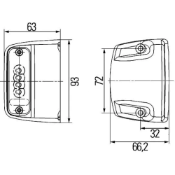 ÉCLAIRAGE DE PLAQUE LED HELLA BLANC 93X63X66.2MM LONGUEUR FILETAGE 35MM