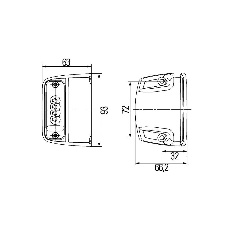 ÉCLAIRAGE DE PLAQUE LED HELLA BLANC 93X63X66.2MM LONGUEUR FILETAGE 35MM