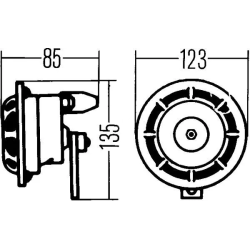 AVERTISSEUR SONORE PUISSANT HELLA 24V 84W 110DB 123X135X85MM 3.5A