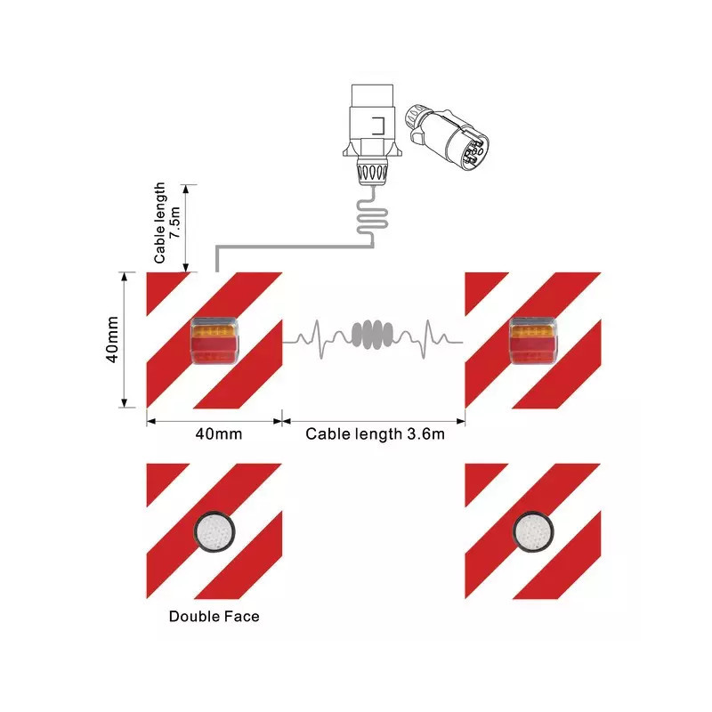 KIT SIGNALISATION LED DOUBLE FACE AVEC PLAQUES REFLECHISSANTES 400X400 7.5M