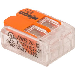 BLOC TERMINAL 2 CONDUCTEURS WAGO EPAISSEUR CÂBLE 0.2-4MM2 450V 32A