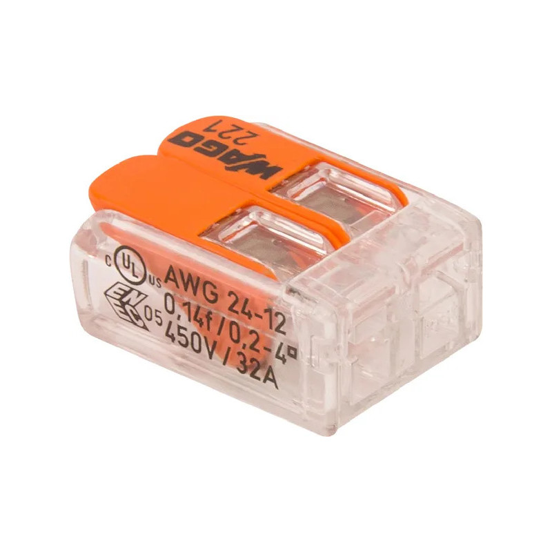 BLOC TERMINAL 2 CONDUCTEURS WAGO EPAISSEUR CÂBLE 0.2-4MM2 450V 32A