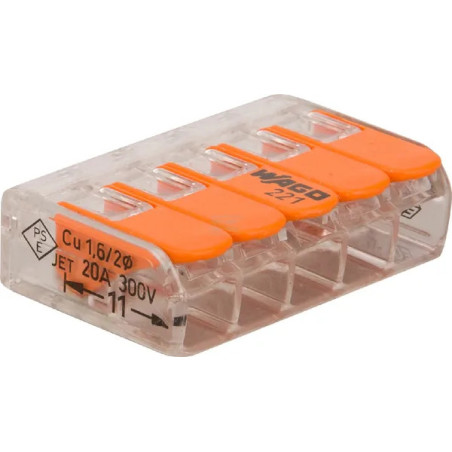 BLOC TERMINAL 5 CONDUCTEURS WAGO EPAISSEUR CÂBLE 0.2-4MM2 450V 32A