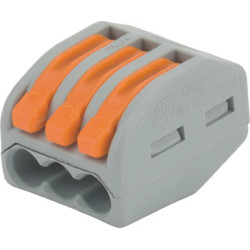 BLOC TERMINAL 3 CONDUCTEURS TYPE 222 WAGO EPAISSEUR CABLE 0.08-2.5MM2 400V 32A