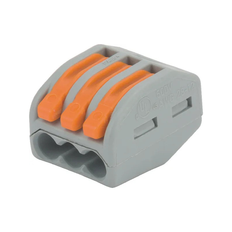 BLOC TERMINAL 3 CONDUCTEURS TYPE 222 WAGO EPAISSEUR CABLE 0.08-2.5MM2 400V 32A