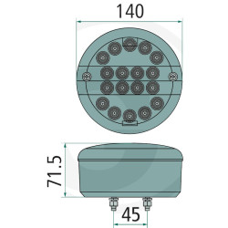 FEU ARRIERE ROND LED 3 FONCTIONS 12/24V