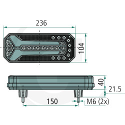 FEU ARRIERE RECTANGLE LED 4 FONCTIONS 12/24V