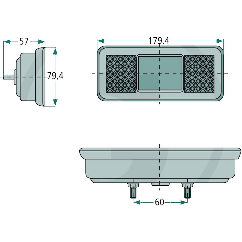 FEU ARRIERE LED RECTANGLE 4 FONCTIONS 12/24V