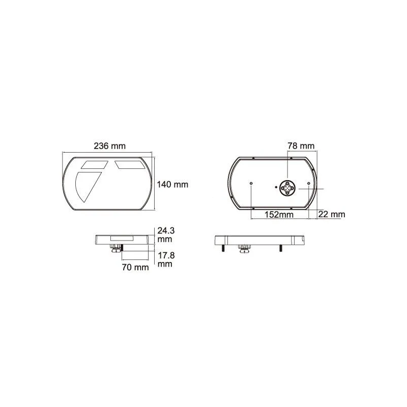 FEU ARRIERE LED 6 FONCTIONS 12V