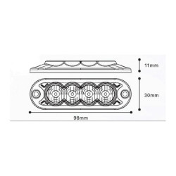 FEU DE PENETRATION ORANGE 4 LED INTERFERENCE CLASSE 3 TROIS FONCTIONS